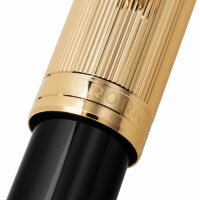 Перьевая ручка Aurora Ottantotto Black Barrel Gold Plated Cap Streaked Pattern (AU 811- M)