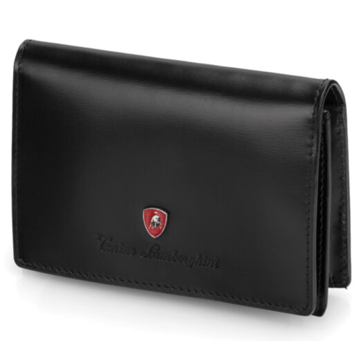 Визитница Tonino Lamborghini Prestige Black, натуральная кожа.