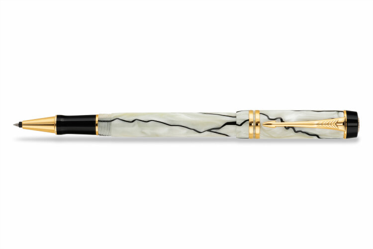 Ручка-роллер Parker Duofold International Pearl&Black Gold Plated (PR 012122/40)