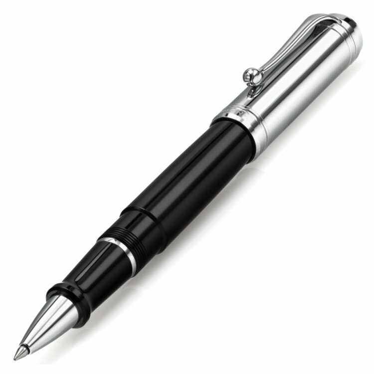 Ручка-роллер Aurora Talentum Black Resin Barrel Chrome Cap (AU D71-C)