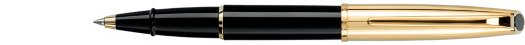 Ручка-роллер Aurora Style Black Resin Barrel Gold Plated Cap (AU E78)