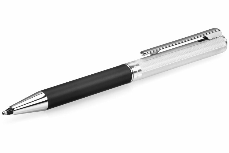 Шариковая ручка Aurora Magellano Matt Black Barrel Cap in Silver 925 Linear Patter (AU A42-S)