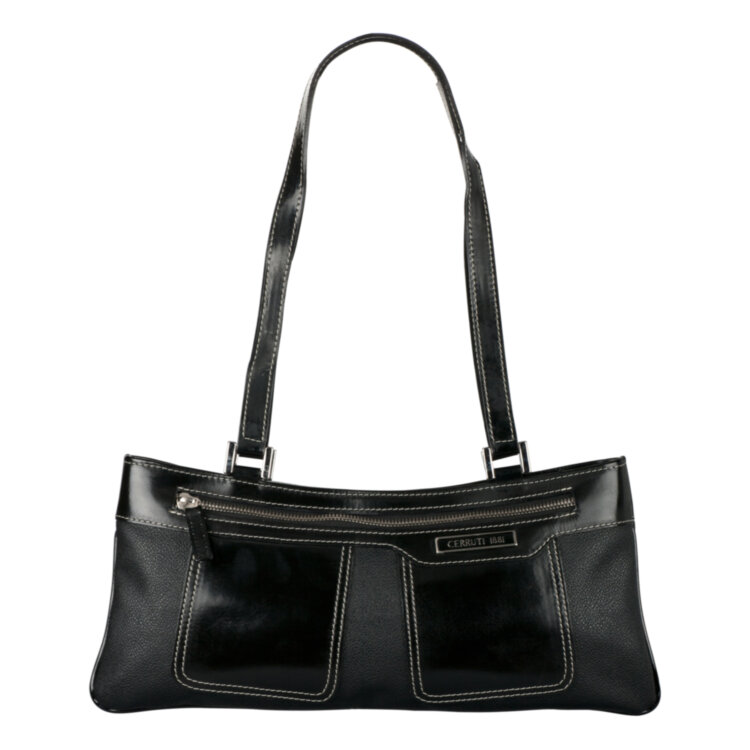 Сумка Cerruti Patent Black, 3х16 см, натуральная кожа, черный.