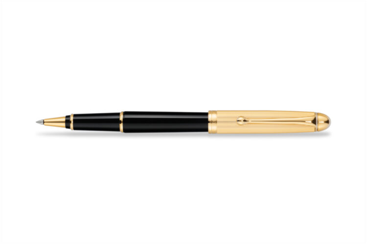 Ручка-роллер Aurora Ottantotto Black Barrel Gold Plated Cap Streaked Pattern GP (AU 871)