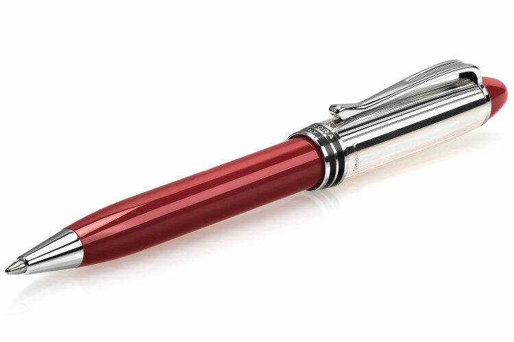 Шариковая ручка Aurora Ipsilon Red Barrel Silver Cap Linear Pattern (AU B34-CRP)