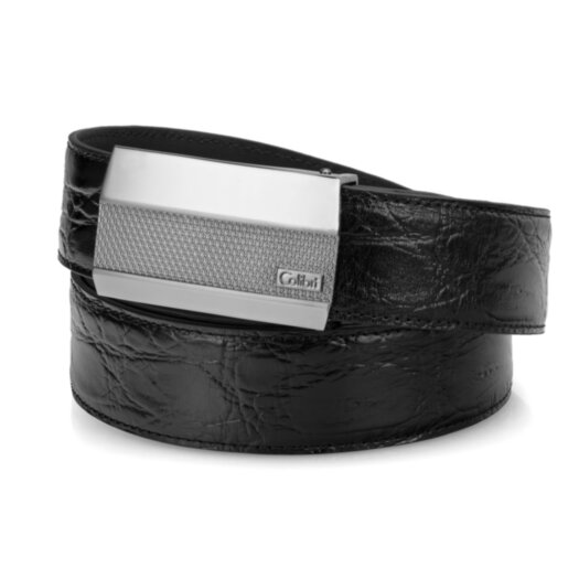 Ремень мужской Colibri Modena Toscana black leather polished gunmetal, 110х3.5 см.